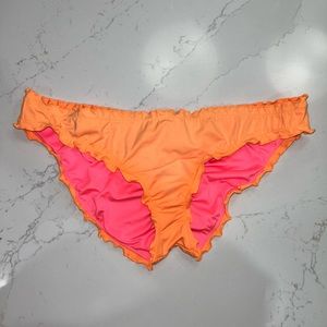 VICTORIA'S SECRET SWIM Ruffle Cheeky Bikini Bottom Neon Orange Size Medium